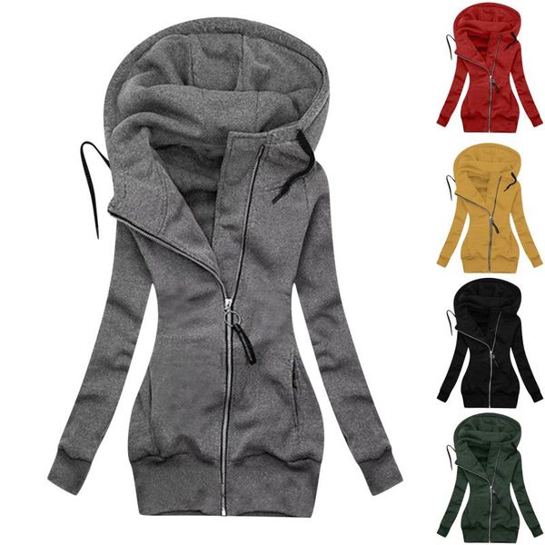 

woman jacket 2021 women's solid stitching drawstring hooded slim fashion jacket coat outwear chaquetas de mujer manteau femme, Black;brown