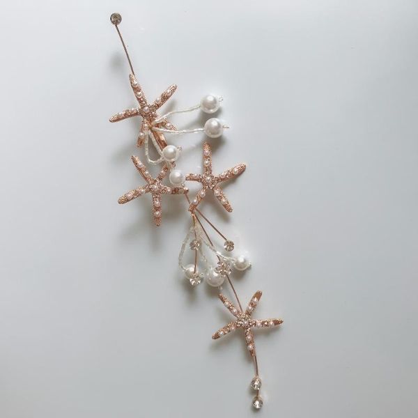 

gorgeous bridal sea star pearl tassel headbands tiara hair jewelry wedding accessories gift new casamento acessorios para mulher, Golden;silver