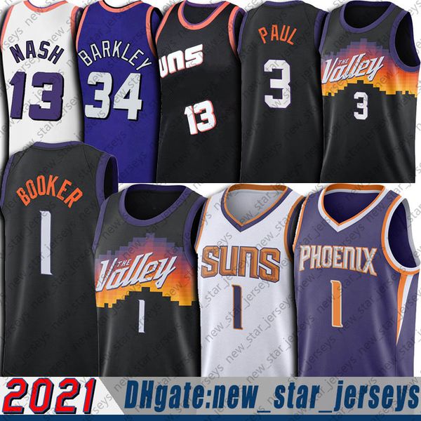 

devin 1 booker jersey chris 3 paul jerseys cp3 2021 city retro steve 13 nash jersey charles 34 barkley jerseys basketball uniform, Black;red