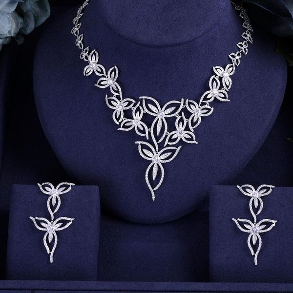 

jankelly luxury 2pcs bridal zirconia jewelry sets for women party, luxury dubai nigeria cz crystal wedding jewelry sets, Silver