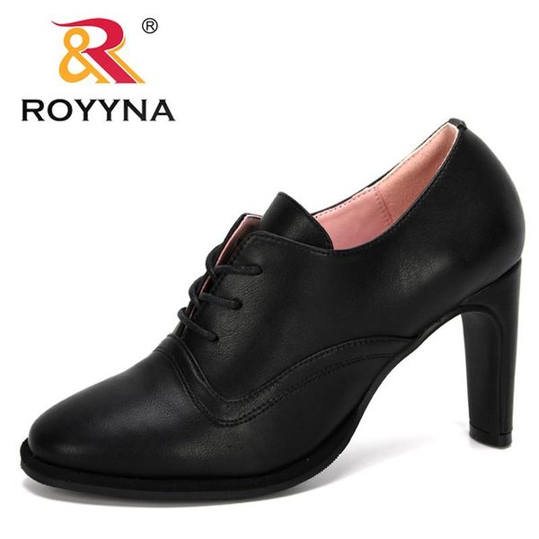 

dress shoes royyna 2021 designers pumps women lace up loafers fashion casual ladies high heel office feminimo comfy, Black