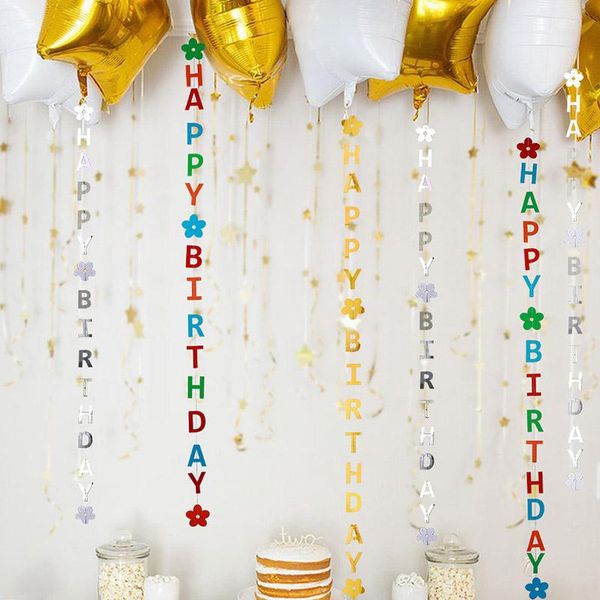 

banner flags multicolor happy birthday bunting balloon hanging decoration wedding love garland kids party diy