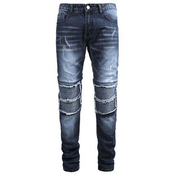 

2021 european-style men's with blue zipper pencil hole brim pants for men tmeb