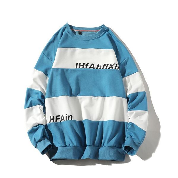 

plus size striped sweatshirt and crewneck pullovers for men korean fashion warm clothes couple harajuku oversized streetwear top, Black