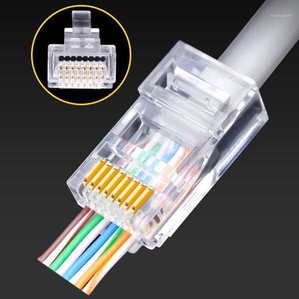 

oullx ez rj45 connector ethernet cable plug cat6 cat5 cat5e rj45 jack network 8p8c unshielded modular utp keystone 20/50/100pcs1