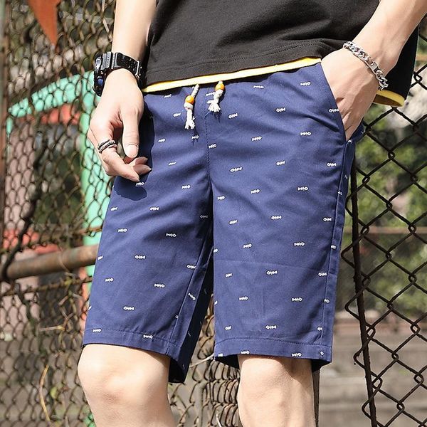 

men's casual shorts summer new style men medium waist with drawstring pure cotton fishbone shorts large size casual versatile tr, White;black