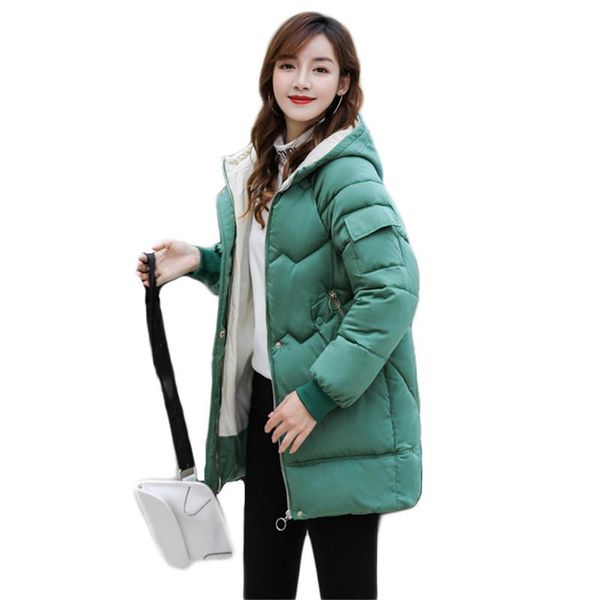 

women's down & parkas winter jacket women loose green cotton coat 2021 autumn korean fashion hooded thick anti cold feminina 2xl lr948, Black