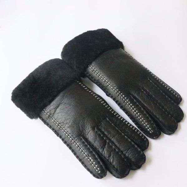 

five fingers gloves 2021 winter super warm sheep fur women' wool fashion sheepskin thickening hand-sewn & mitten, Blue;gray