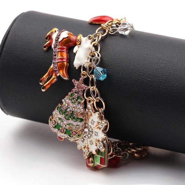 

fashion cute elk flowers christmas tree socks for women pendant christmas bracel gifts trendy colorful china bracelets n1t6, Black