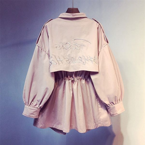 

2019 new spring long sleeve pink medium trench coat women overcoat casual outerwear autumn female coat windbreaker r56, Tan;black