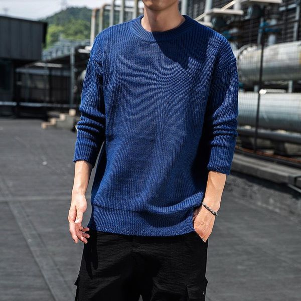 

autumn and winter 2020 sweaters men's korean version loose solid collar bottom knit shirt tidal streamline clothes men, White;black