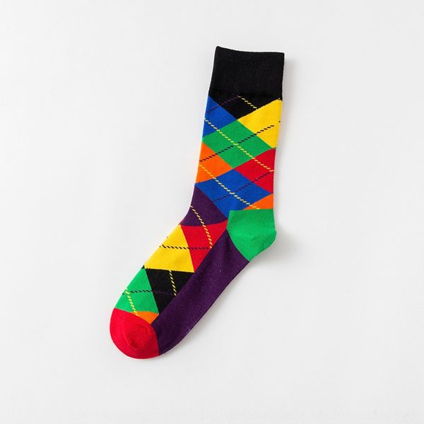 

новый уш моды счастливого цвета пледа мужчины британский стиль постепенного изменение мужских хлопок средних чулки носки и socksstockings и, Black