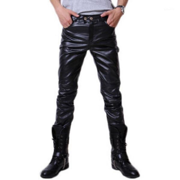 

spring and autumn new fashion personality leather pants training multi-color thin section men's motorcycle pu pants1, Black