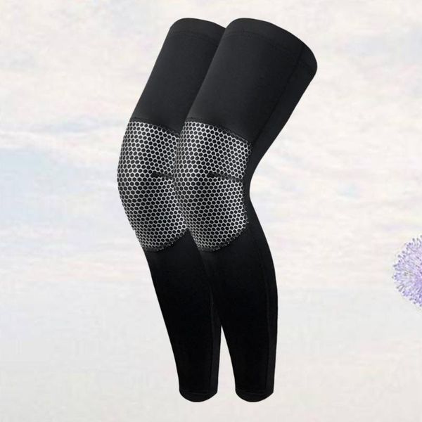 

1 pair of extended breathable leg protection cycling elastic sleeves kneecap anti-slid press kneepad for man woman basketball sp1, Black;gray