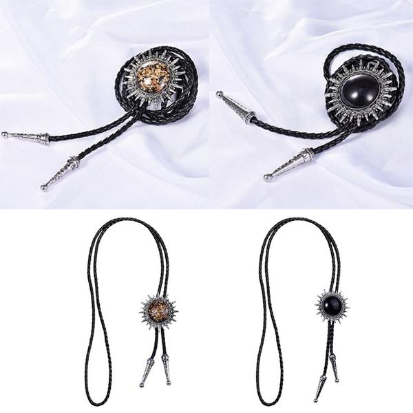 

pins, brooches antique stone bola bolo tie western cowboy rodeo necktie, Gray