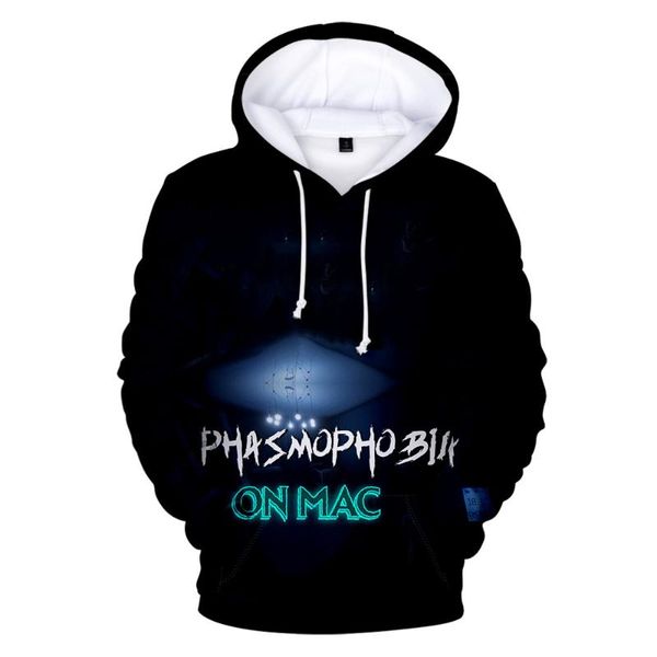 

harajuku phasmophobia men women casual hoodies sweatshirt boys/girls loose warm 3d print fashion hip hop clothes, Black