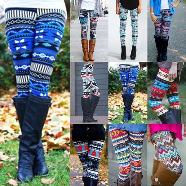 

womens stretchy print leggings skinny leggings happy snowflake pattern modern hipster pencil pants trousers drop shipping, Black