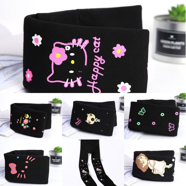 

winter colorful cotton warm pants crawler printed children's leggingsplush thickened girlsone-piece pantschildren's warm pants bhv, Black