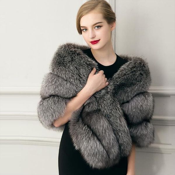 

promotion pricefake fur coat female fur vest womens rabbit outerwear coat fox collar outerwear lady winter sleeveless vest, Black