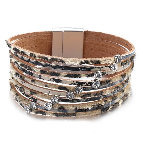 

flashbuy leopard rhinestone geniune mulitilayer кожаные браслеты для женщин простые старинные браслеты моды женские браслеты jlldko, Golden;silver
