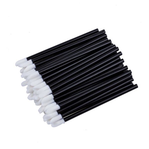 

100 pieces black disposable lip brush cotton swab gloss wand makeup cosmetic tool