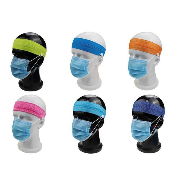 

outdoor sport yoga elastic breathable headband sweatband with anti-slip button for mask hanging anti-leash h jlljyf