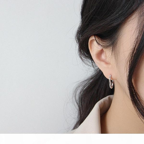 

ea397 simple irregular geometric heart huggie silver earrings 18k gold filled 925 sterling silver hoop earrings women jewelry, Golden;silver