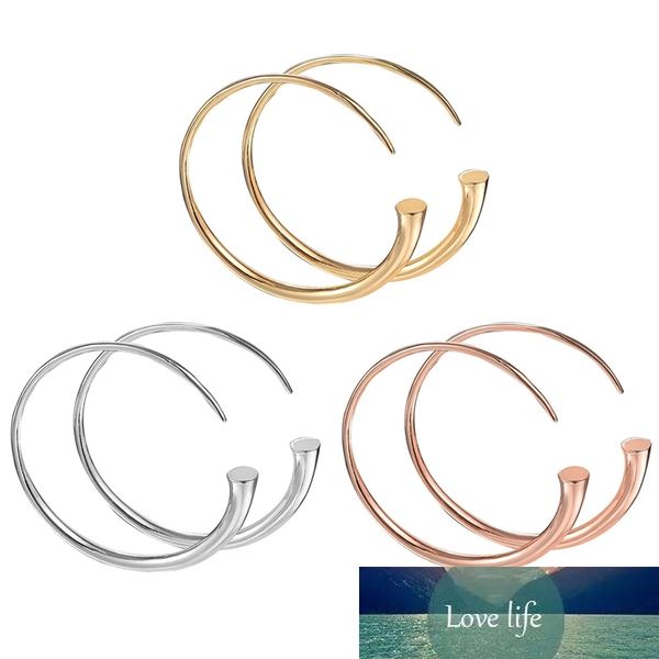 

simple elegant opening hoop earrings for women versatile style fashion female earrings classic temperament jewelry, Golden;silver
