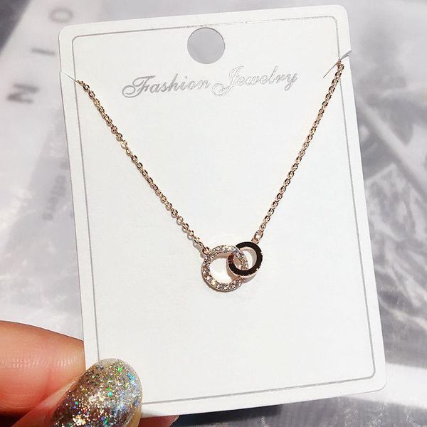 

pendant necklaces high-end clavicle chain necklace rose gold color micro pave cubic zircon round for women, Silver