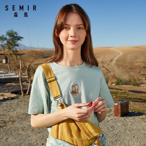 

semir women cotton t-shirts 2021 summer new trend breathable and comfortable t shirts men & women casual ins style, White
