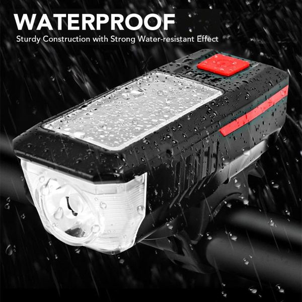

solar / usb bike light bicycle bell horn lamp bike front light waterproof headlight 3 lighting modes 5 sounds