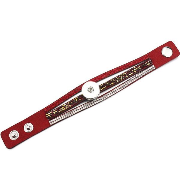 

new fashion 3 layers crossed rhinestone velvet leather snap bracelet 21cm fit 18mm snap buttons jewelry w jllxic, Golden;silver