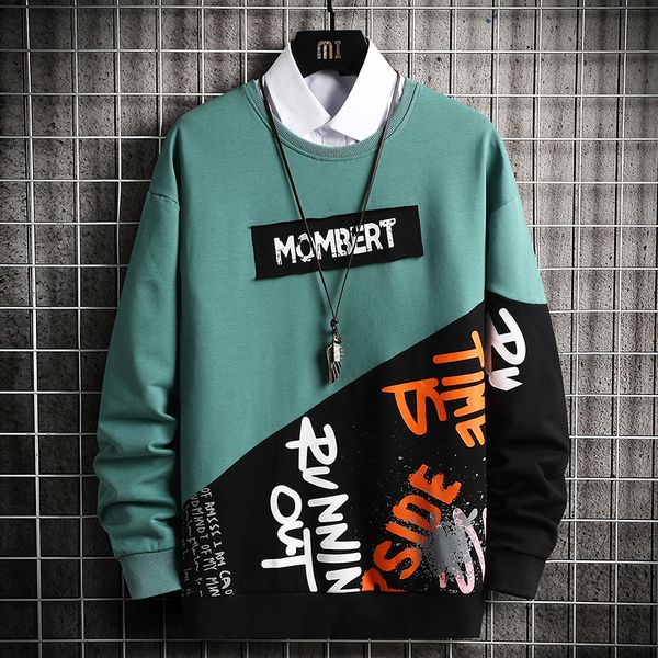 

crewneck sweatshirt men 2020 graffiti patchwork oversized japanese streetwear hip hop black hoodie men sweatshirts