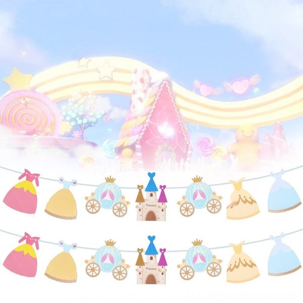 

anmdo children's dress party party decoration animal castle triangle flag pulling flower princess hundred-day banquet creative dress es