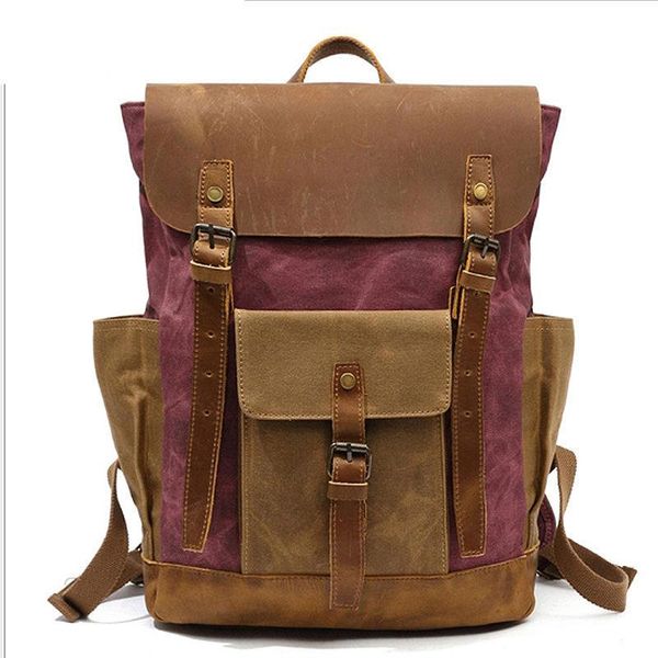 

outdoor bags 2021 trendy waterproof canvas bag travel backpack large capacity nostalgic style practical wear-resistant men