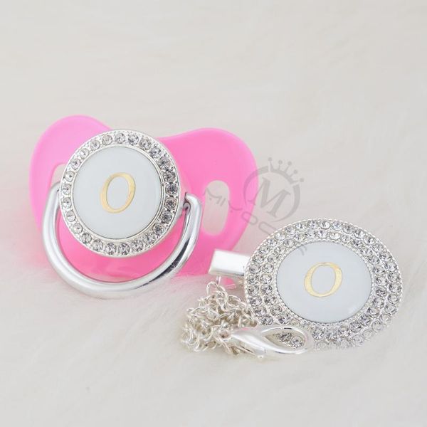 

pacifiers# miyocar bling name initial letter o elegant silver pacifier and clip bpa dummy baby shower gift lo-1