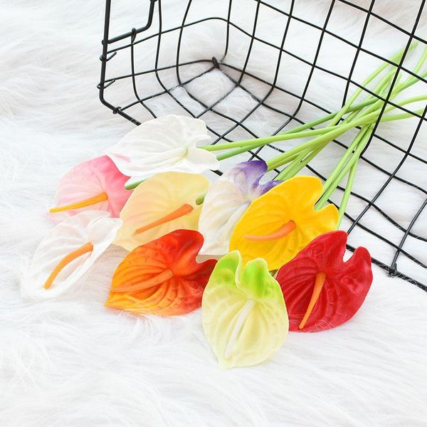 

decorative flowers & wreaths 5/10pcs anthurium calla lily artificial fake bouquet wedding party home office table decor supplies diy scrapbo