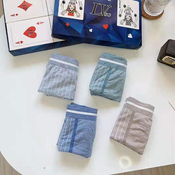 

men's underwear 4-pack seamless stretch men's underwear seamless mid-waist cotton file striped boxer shorts boxer briefs men, Black;white
