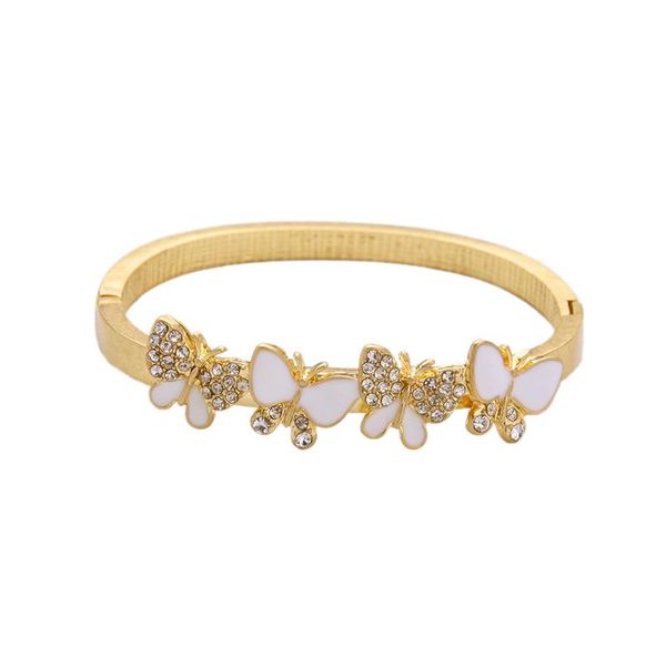 

white enamel butterfly bangle new fashion trending insect design zircon cuff female wedding bangle jewelry, Black