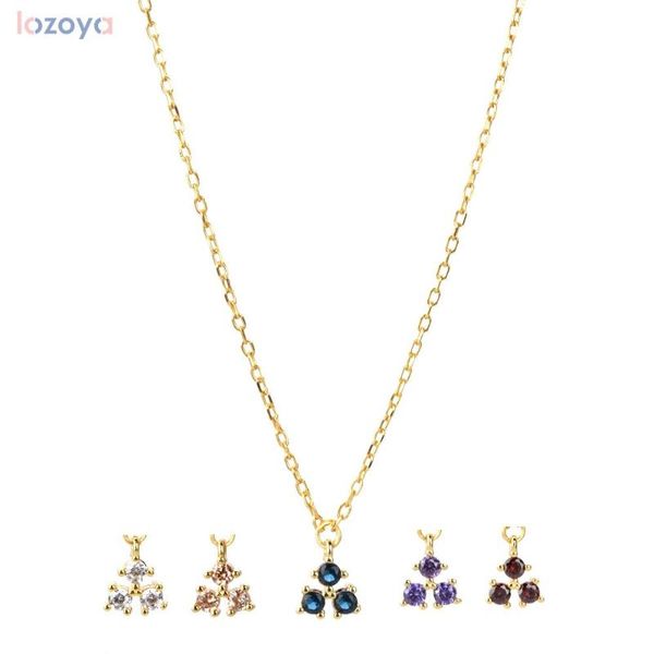 

chains lozoya 925 sterling silver three zircon pendant charms necklace women fashion luxury jewelry party crystal european