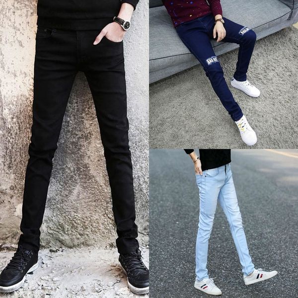 

bi1cw summer blue and jeanstrousers and jeanscropped light jeans cropped jeans korean-style slim pants ankle fit trendy men's stretch