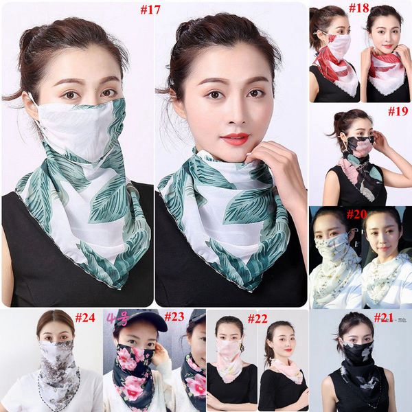 

women scarf face mask 38 styles silk chiffon handkerchief outdoor windproof half face dust-proof sunshade masks scarf designer scarf, Blue;gray