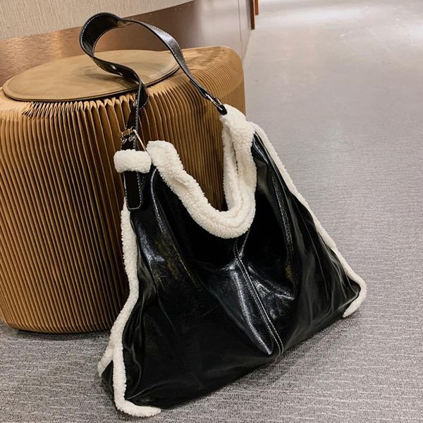 

bxx] high capacity shoulder bags for women 2020 winter totes soft plush faux fur handbags and purses lady travel hand bag hp009