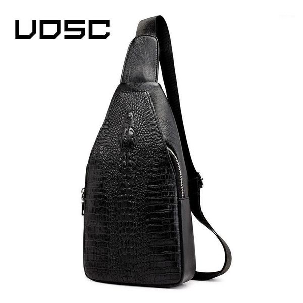 

waist bags uosc vintage crocodile alligator leather bag men chest pack crossbody shoulder messenger sling travel zipper bags1