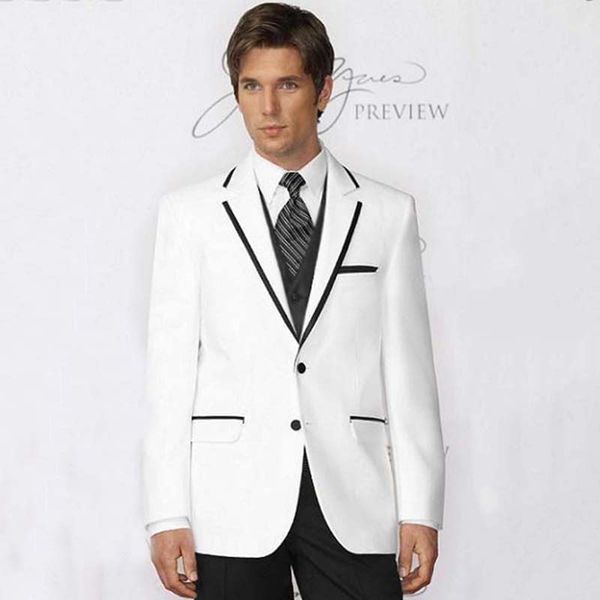 

Men Suits White Black Wedding Suits For Man Bridegroom Groomsmen Slim Fit Custom Made Tuxedos Blazer Best Man Prom Evening Dress Mens Jacket, Black;gray