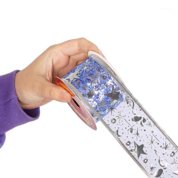 

christmas decorations 9m stamping musical notes ribbon with five-pointed star tree decoration gift wrapping ribbon1
