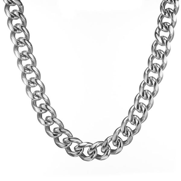 

betty fashion men's necklace 316l stainless steel chain for men silver color curb cuban link 19mm 16-40 inch
