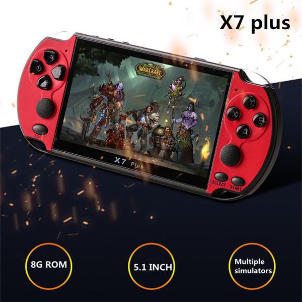 

x7 plus 5,1-дюймовый портативный игры игрок встроенный 10000 игры мультимедиа 8gb dual rocker видео игры player sqcrul cases2010