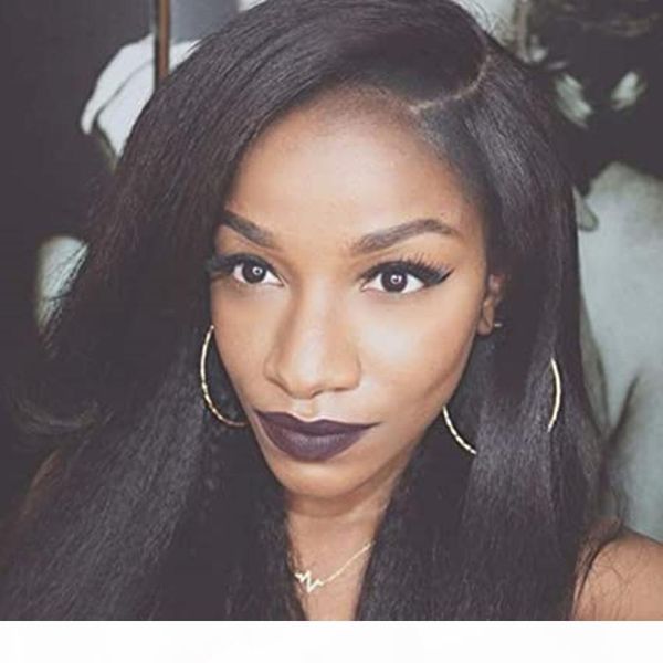 

italian yaki left u part wigs for black women 150 density brazilian remy human hair wigs kinky straight non lace wigs, Black;brown