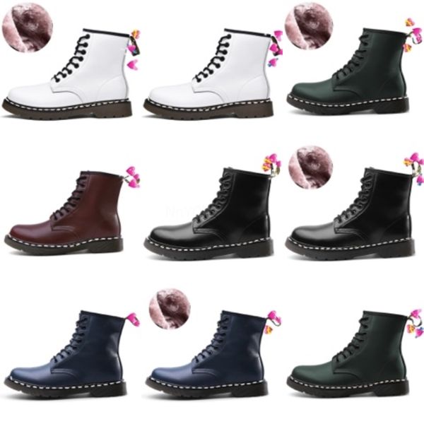 

2021 large supply classic 1460 boots ankle crystal sole genuine leather martin mens women womens fur snow genuine leather martins 6/8-hol#82, Black